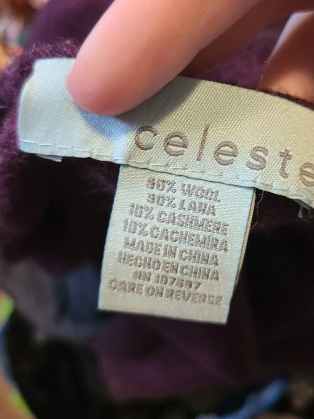 Celeste Wool Cashmere Colorblock Asymmetrical Hem Knit Poncho Purple Dark Gray